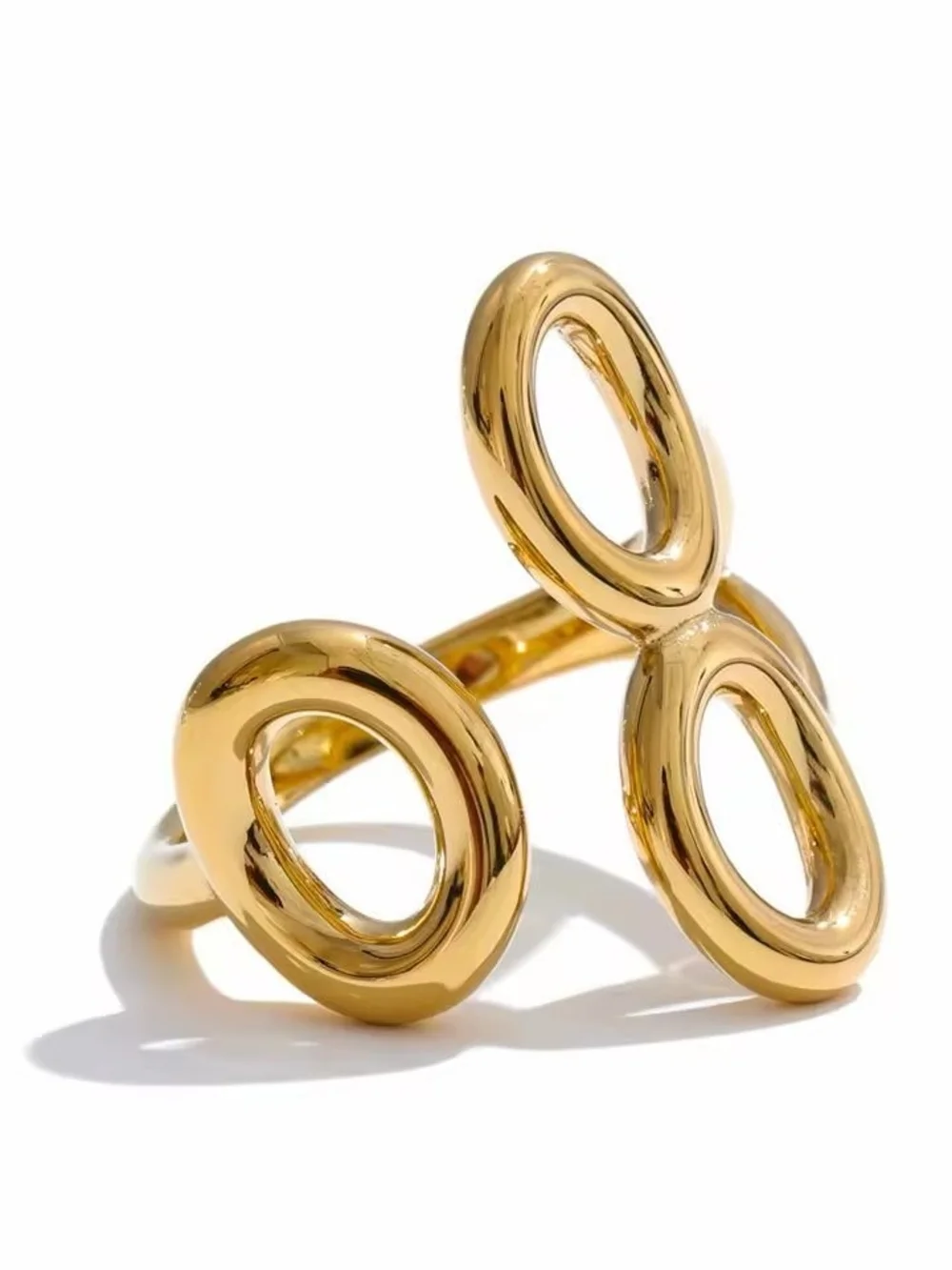 Polished Gold Open Triple Circle Ring